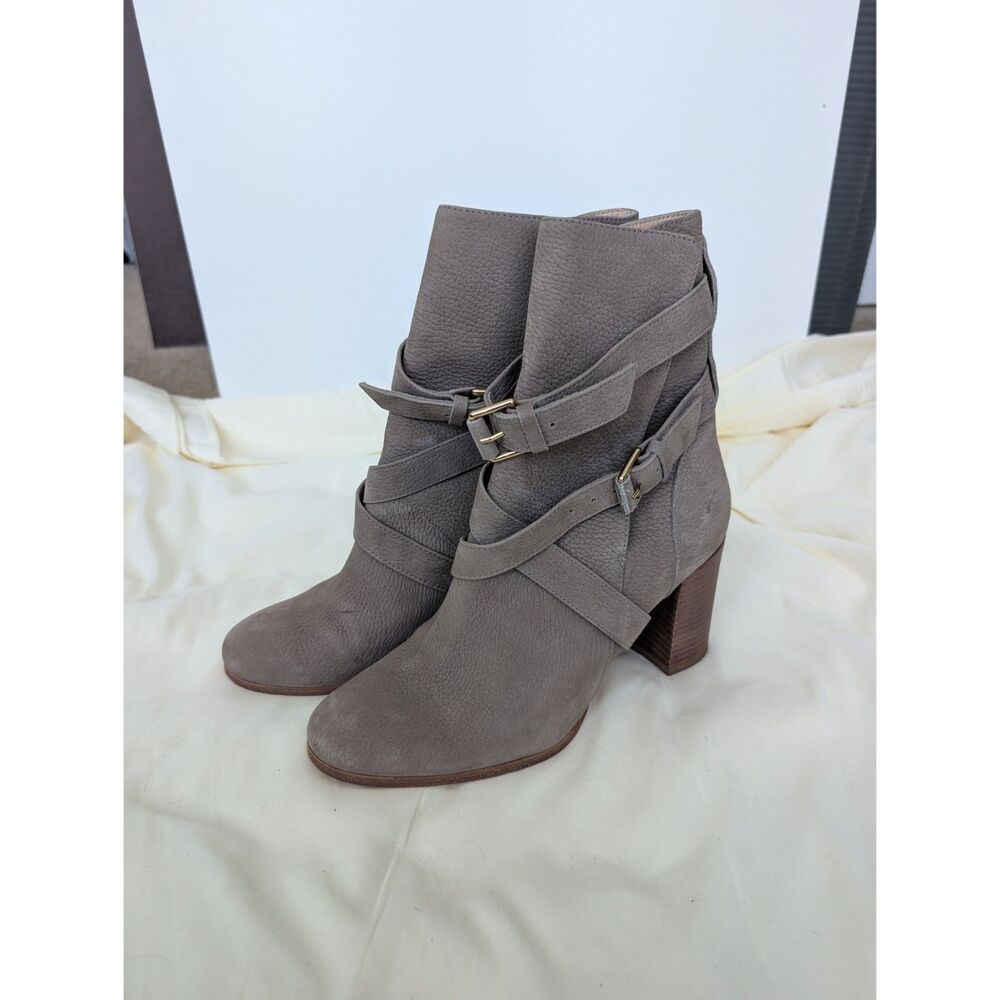 EUC Kate Spade Lexy Motorcycle Boots Pebbled Leather Block Heel Buckle Sz 9.5